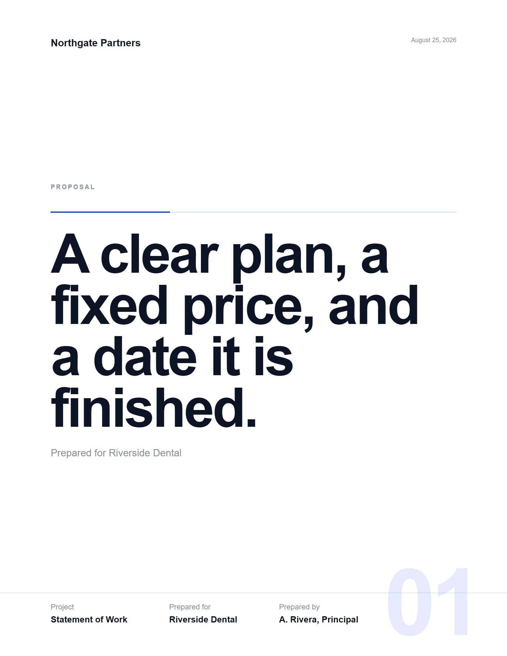 Dossier theme cover in portrait: headline stacked full width above the cropped numeral.